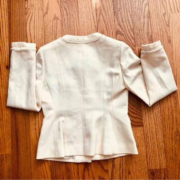 Rachel Purple Label Lady’s Jacket Cream Pockets Collarless Women’s Size S - Picture 10 of 10